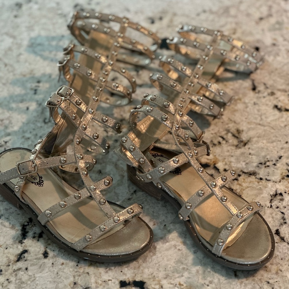 Joyfolie Gold Gladiator Sandals Size 1Y